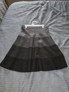 Luisa Spagnoli Ombre A-Line Knit Skirt - Black, Gray